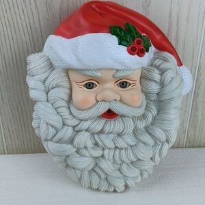 Vtg Telco Santa Claus Head 1995 Talking Motion Activated Lighted Hanging Decor.